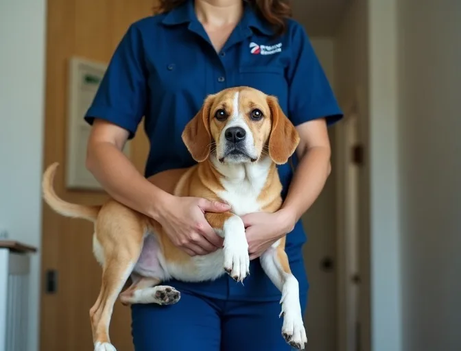 Technician respectfully transporting a deceased dog in Tuerong